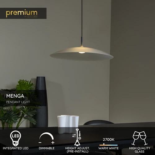 Lucide MENGA - Pendant light - Ø 60 cm - LED Dim. - 1x18,6W 2700K - Opal | Premium - USP